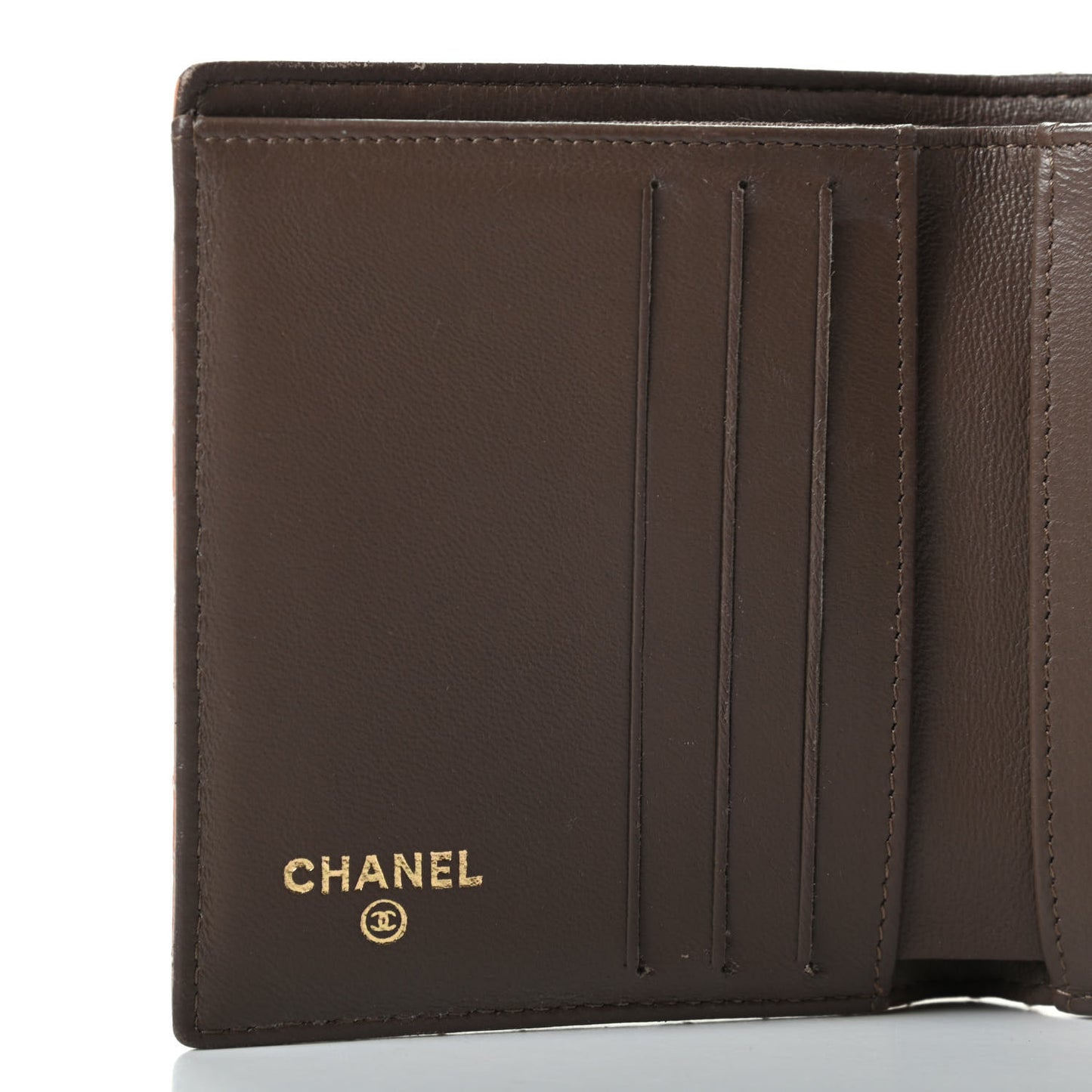 Lambskin Micro Quilted Compact French Wallet Dark Beige