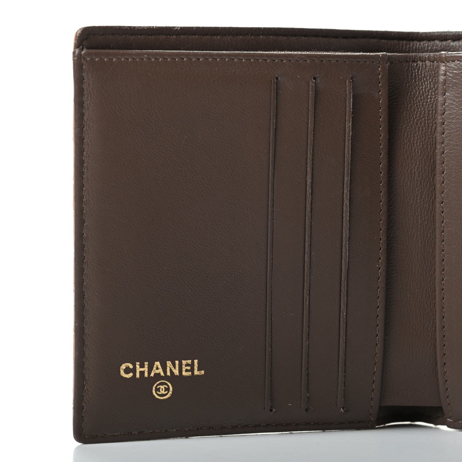 Chanel Lambskin Micro Quilted Compact French Wallet Dark Beige 6 of 11