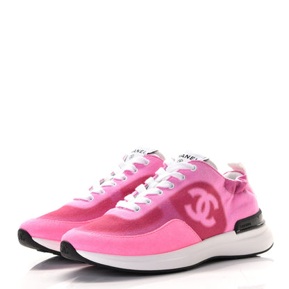 Chanel Denim Suede Calfskin Womens CC Sneakers 36.5 Pink 2 of 8