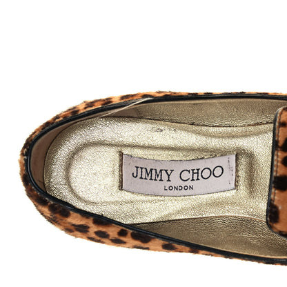 Jimmy Choo Pony Hair Leopard Print Wheel Jazz Flats 37.5 Brown 7 of 9