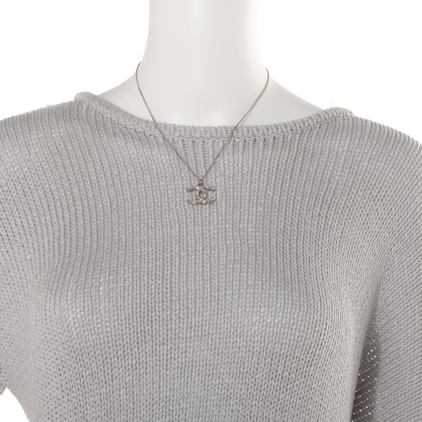 Crystal Baguette CC Necklace Silver