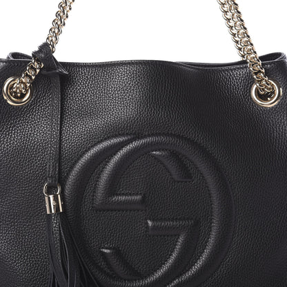 Gucci Pebbled Calfskin Medium Soho Chain Shoulder Bag Black 7 of 8