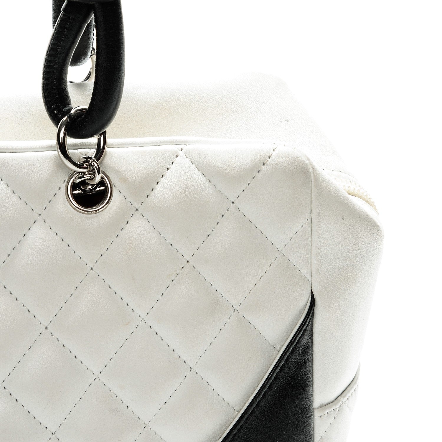 Chanel Calfskin Quilted Large Cambon Bowler White Black 7 of 13