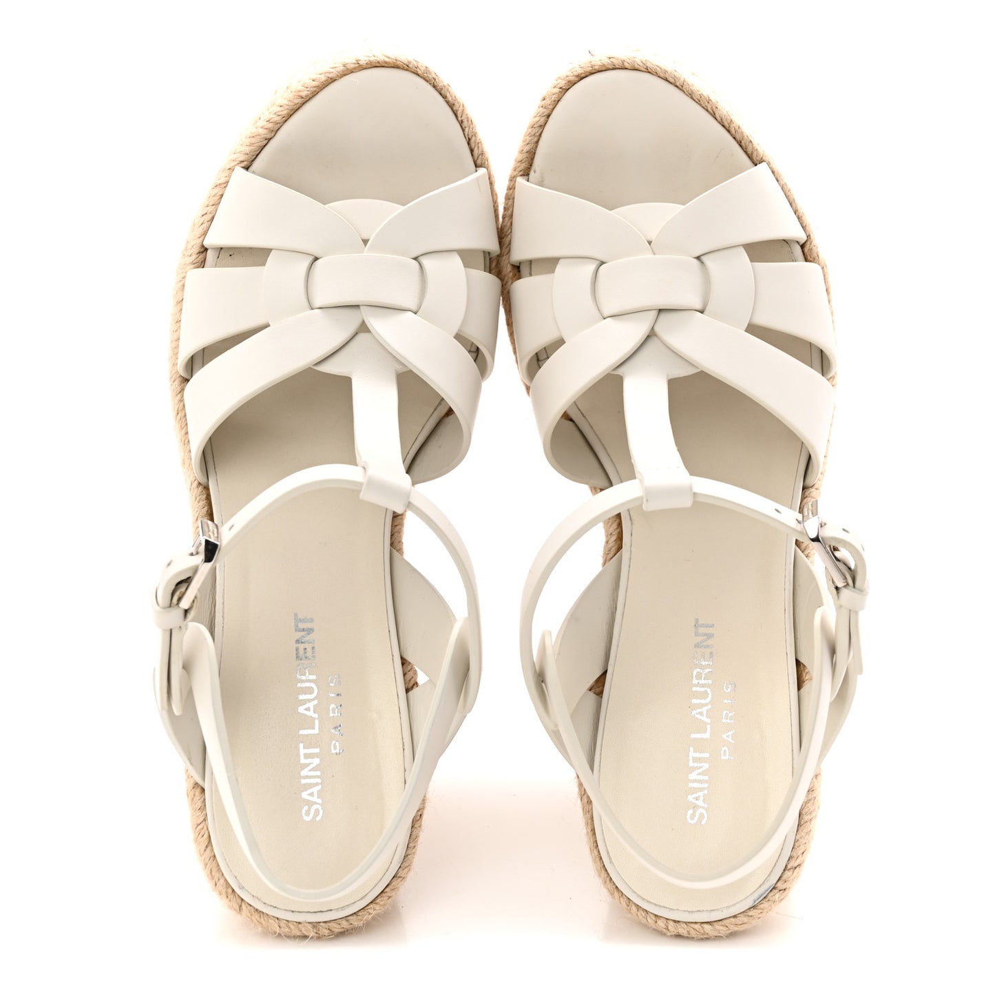 Calfskin Tribute 95 Platform Espadrille Wedge Sandals 37.5 Porcellana