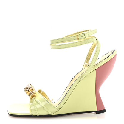 Gucci Regent Calfskin Crystal Snake Head Sandals 36 Pistachio Green 1 of 8