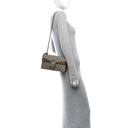 Gucci GG Supreme Monogram Suede Crystal Small Dionysus Shoulder Bag Beige Ebony Taupe 2 of 13