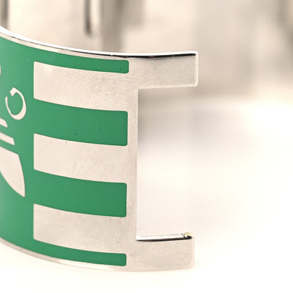Gucci X ADIDAS Metal Enamel Cuff Bracelet S Silver Green 6 of 6