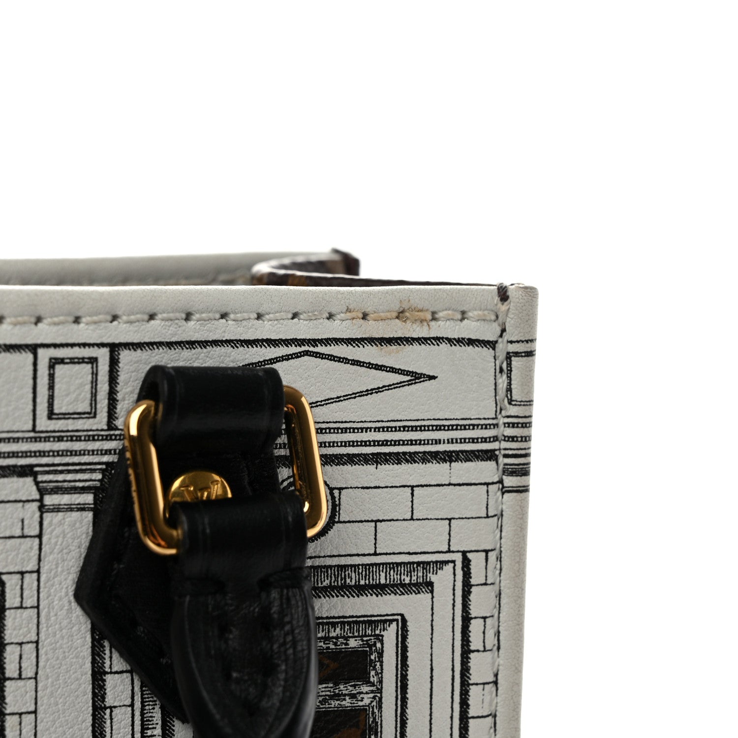 Louis Vuitton X FORNASETTI Calfskin Architettura Petit Sac Plat Black White 10 of 10