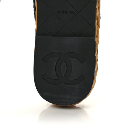 Chanel Terry Cloth Raffia CC Logo Thong Sandals 39 Black 6 of 12
