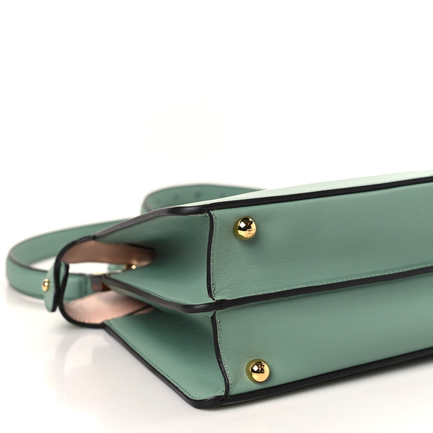 Vitello Seta Shiny Nappa Plexiglass Small Peekaboo I SEE U Satchel Menta Light Rose