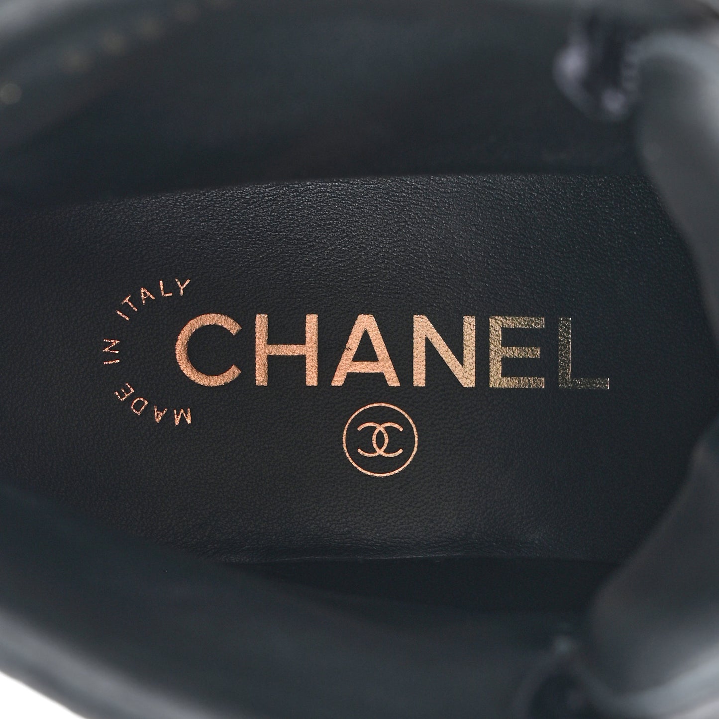 Grosgrain Tweed Pearl CC Combat Short Boots 37 Black