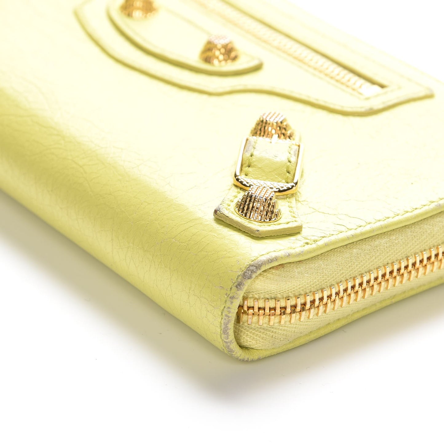 Agneau Giant 12 Gold Hardware Continental Zip Around Wallet Jaune Citronnade