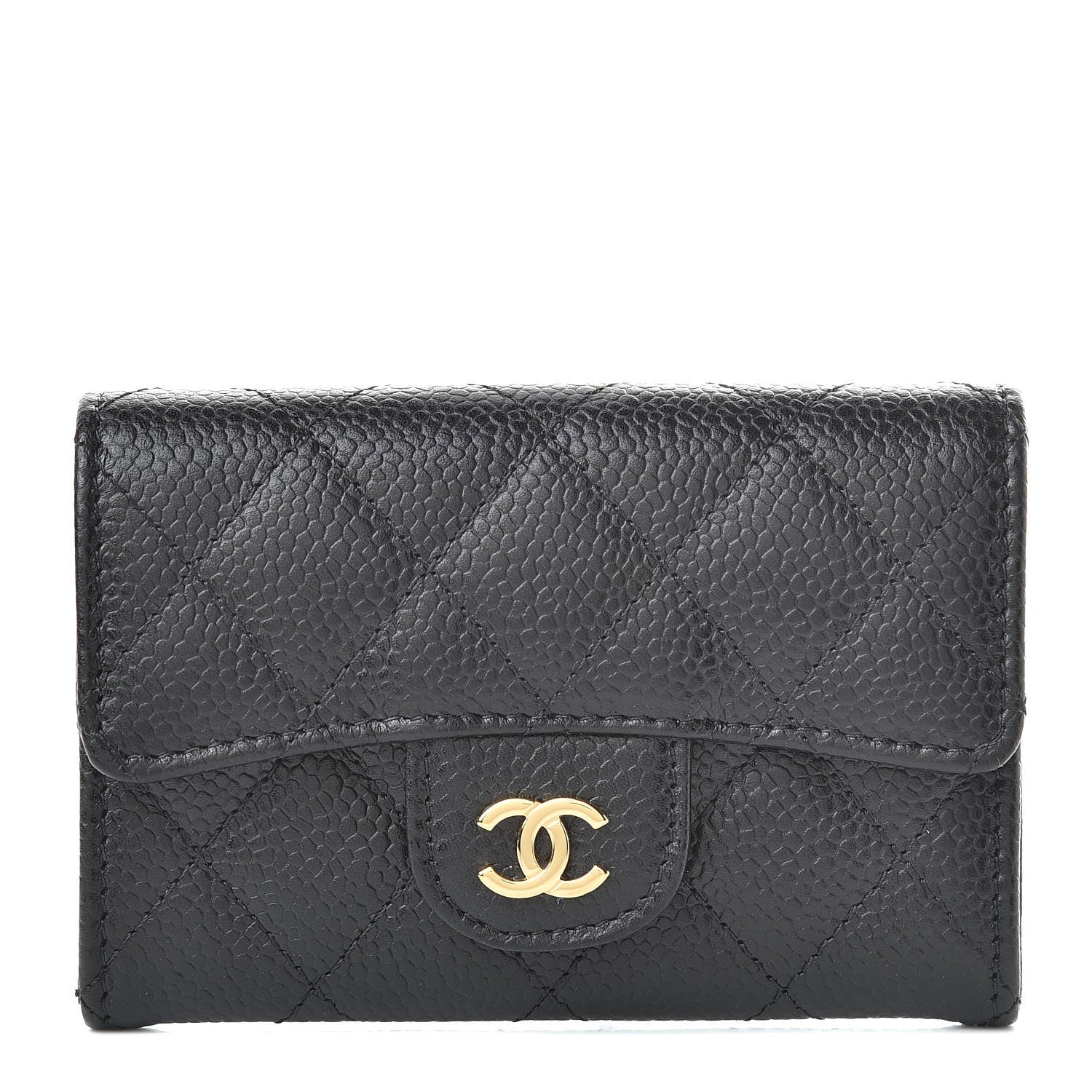 Chanel Caviar Quilted Flap Card Holder Wallet Black 1 of 9