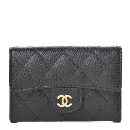 Chanel Caviar Quilted Flap Card Holder Wallet Black 1 of 9