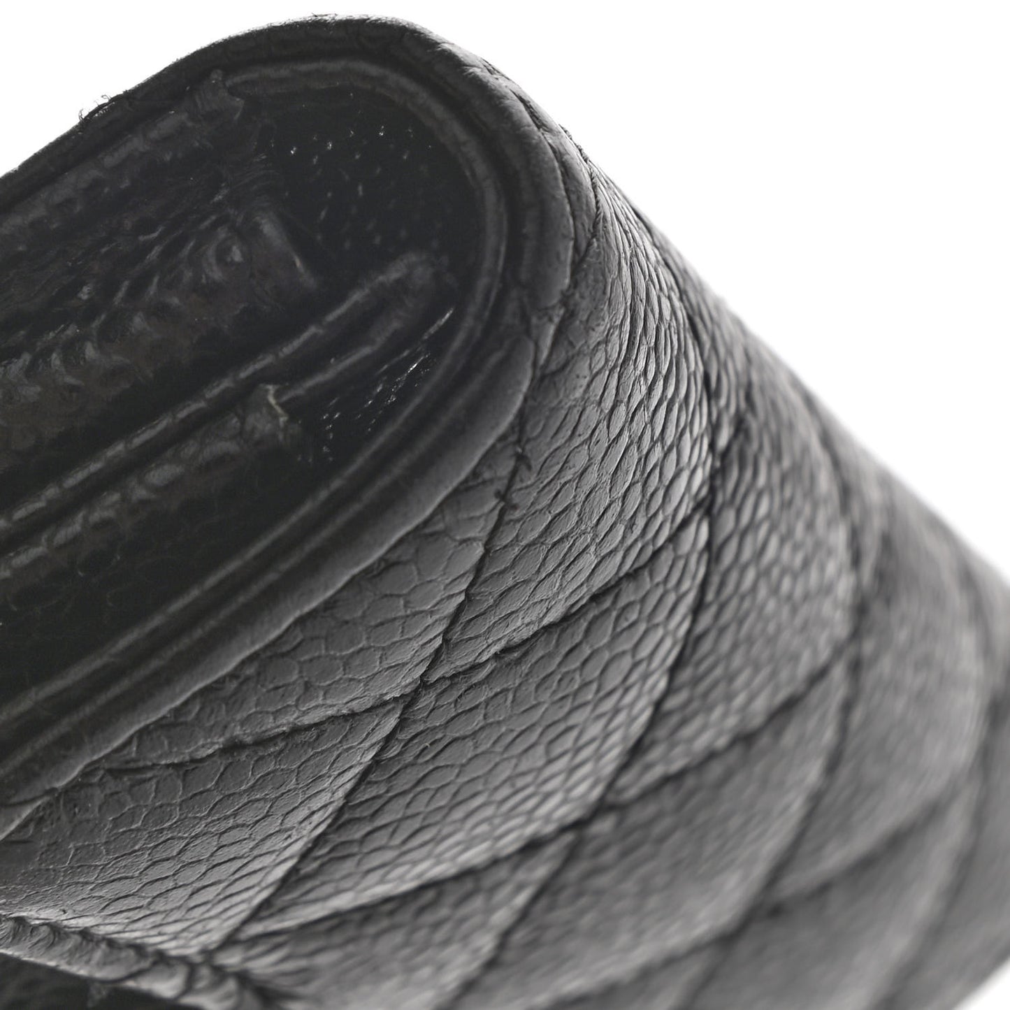 Caviar Quilted Flap Card Holder Black