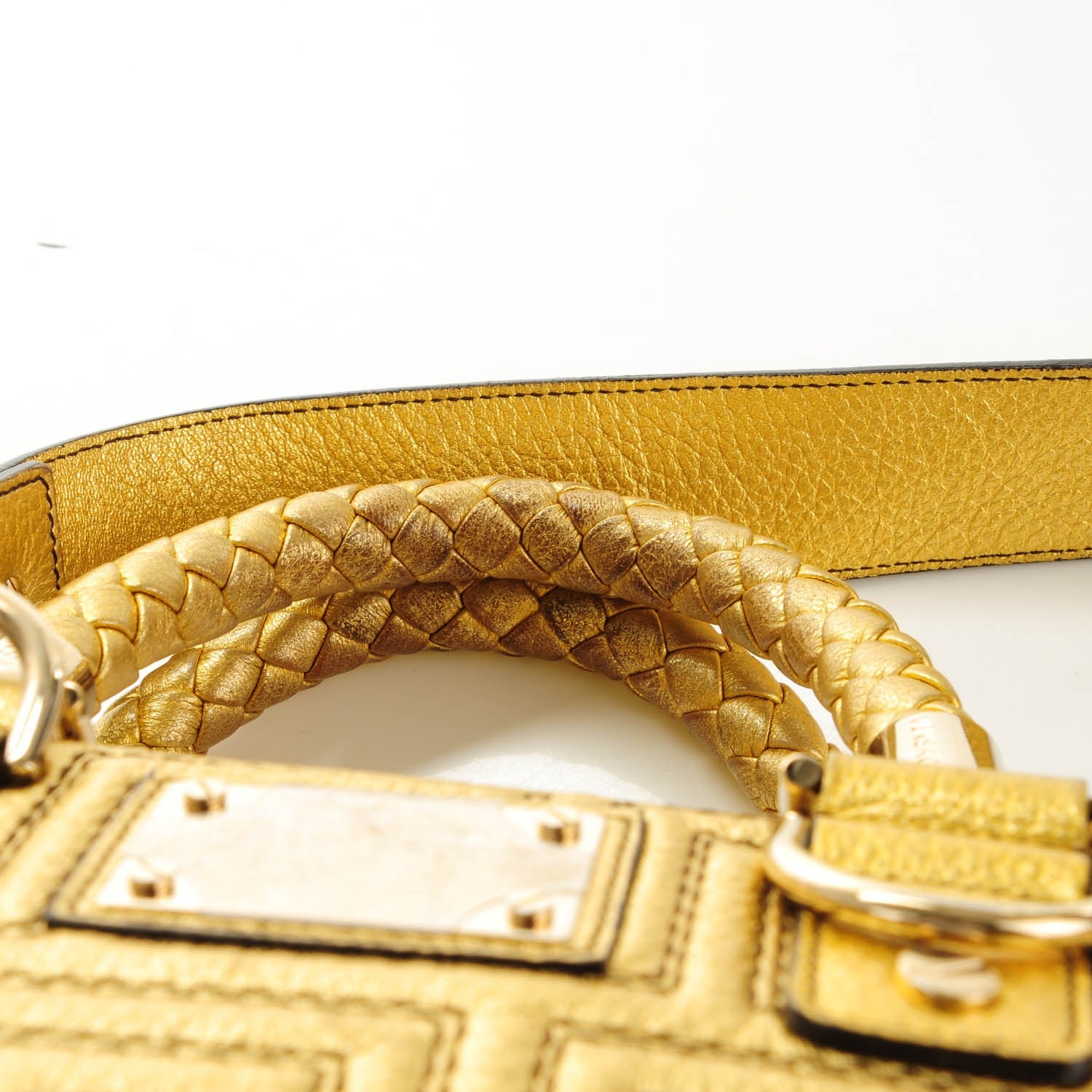 Versace Metallic Calfskin Couture Shoulder Bag Gold 5 of 7
