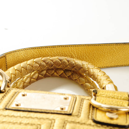 Versace Metallic Calfskin Couture Shoulder Bag Gold 5 of 7