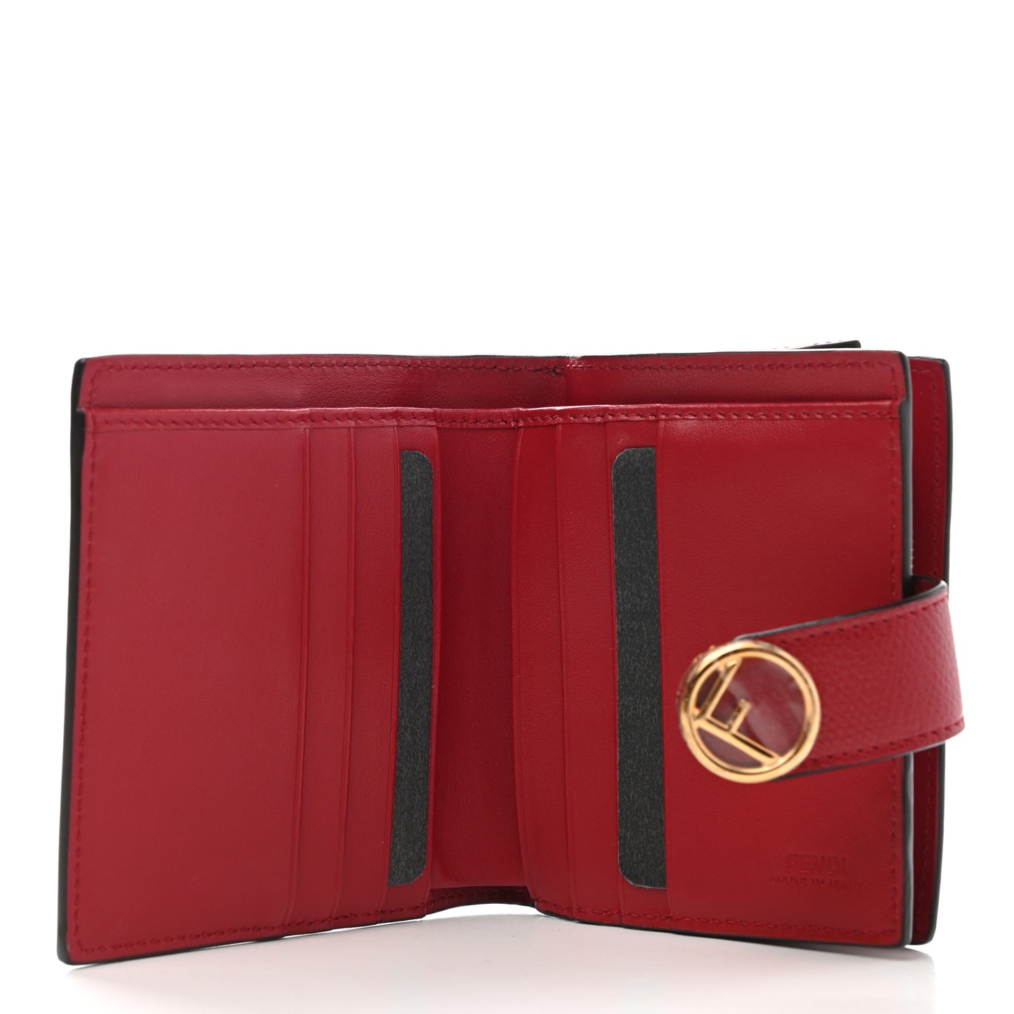 Vitello Cruise F is Fendi Bi-Color FF 1974 Embossed Compact Wallet Maya Black Fragola