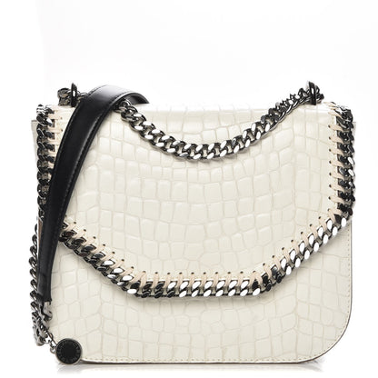 Stella McCartney Embossed Crocodile Effect Medium Falabella Box Shoulder Bag Ivory 1 of 7