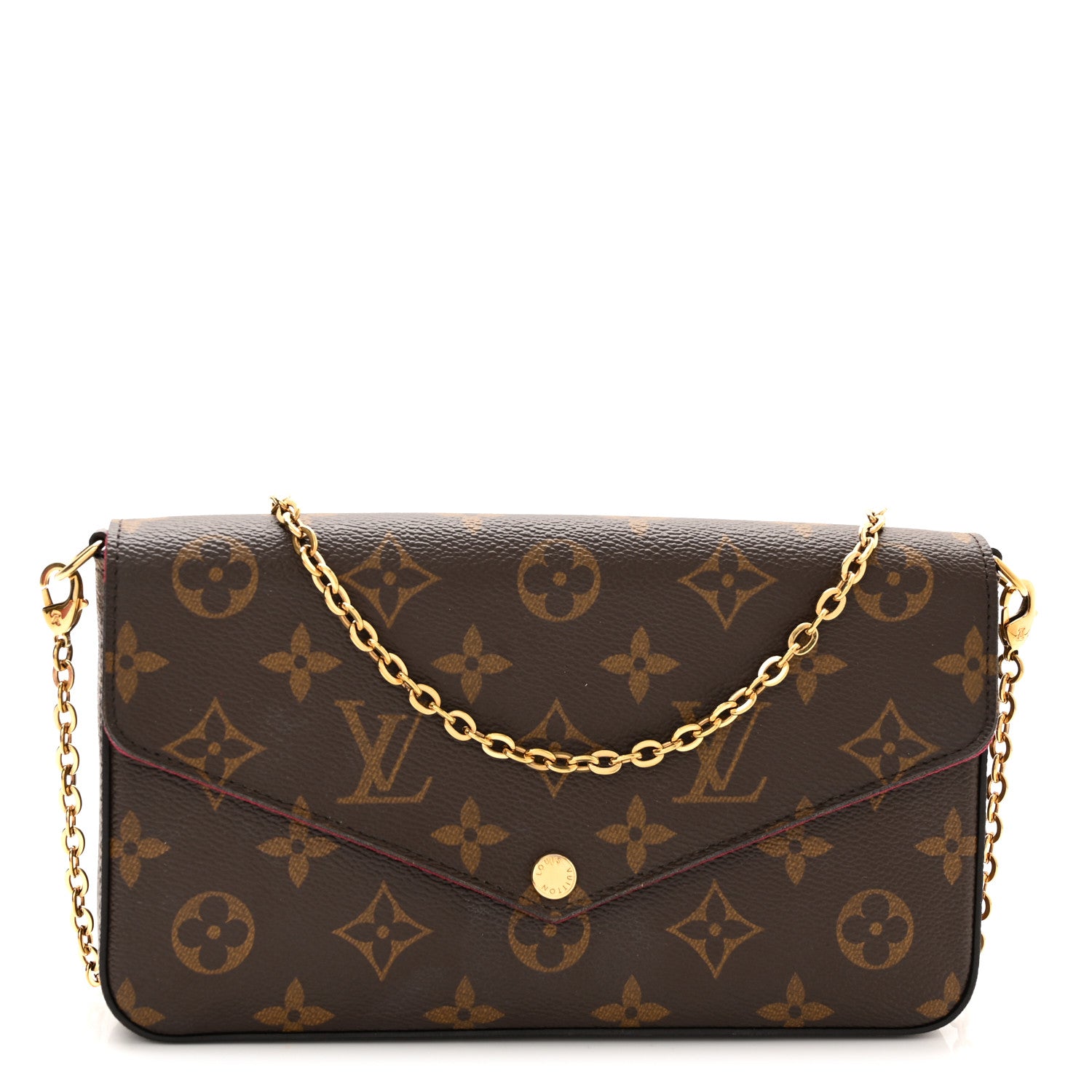 Louis Vuitton Monogram Pochette Felicie Chain Wallet Fuchsia 2 of 11