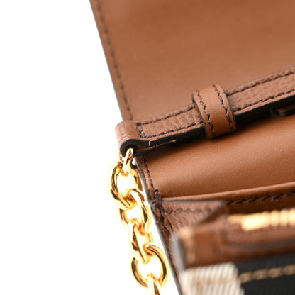 Burberry Grained Calfskin House Check Tartan Mix Hampshire Wallet On Chain Tan 12 of 12