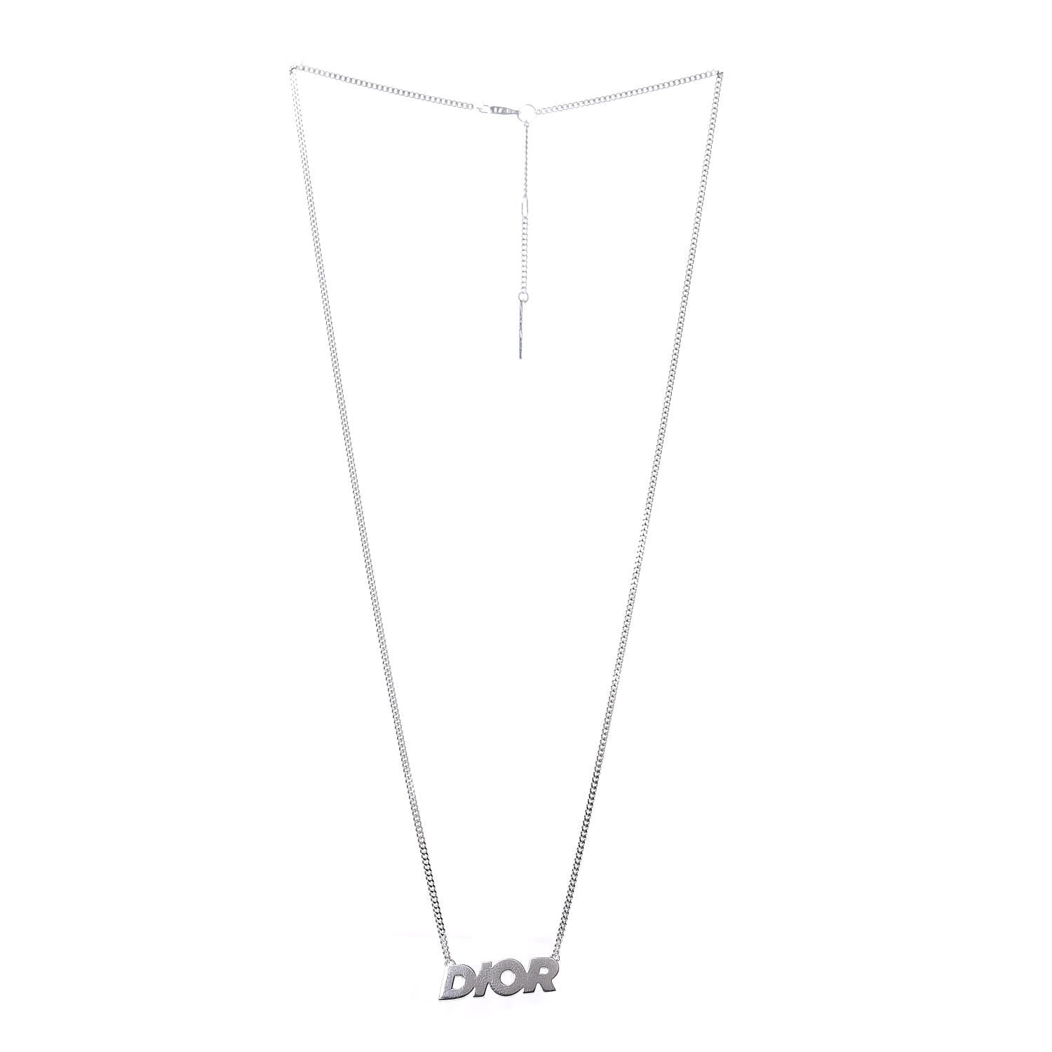 Christian Dior Homme Sterling Silver Logo Pendant Necklace 3 of 6