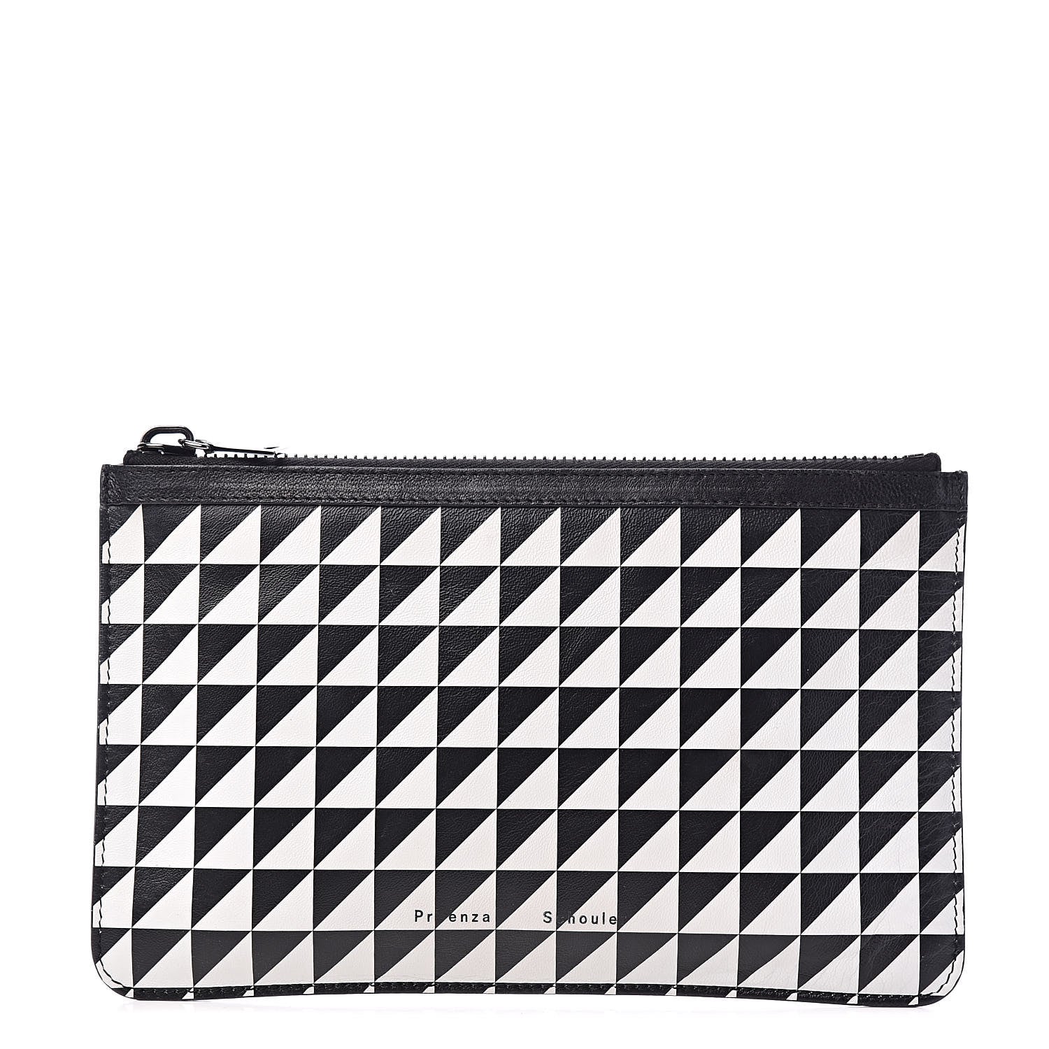 Proenza Schouler Calfskin Triangle Print Zip Pouch Black White 1 of 6