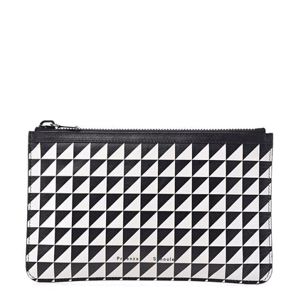 Proenza Schouler Calfskin Triangle Print Zip Pouch Black White 1 of 6