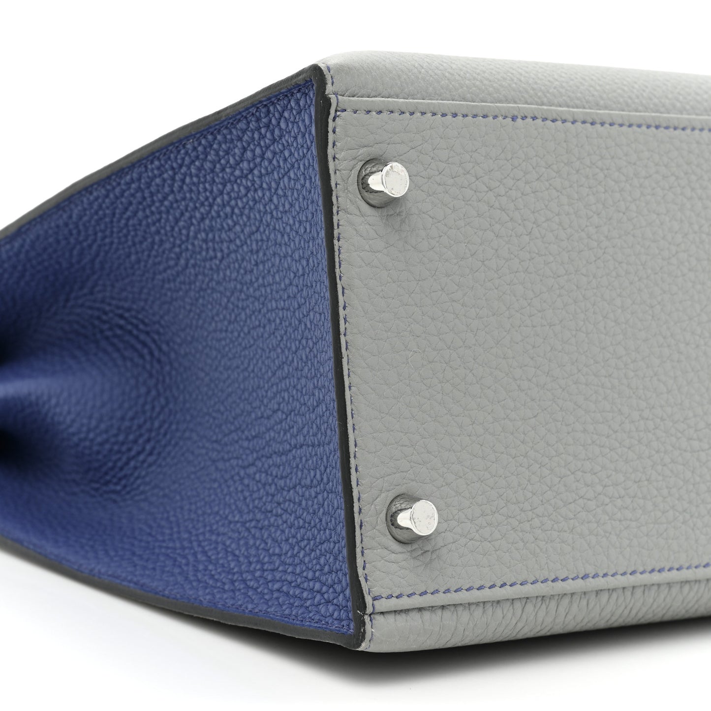 Togo Horseshoe Kelly Sellier 35 Gris Mouette Bleu Electrique