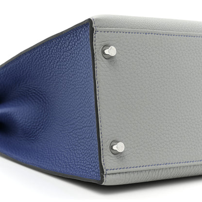 Hermes Togo Horseshoe Kelly Sellier 35 Gris Mouette Bleu Electrique 8 of 12