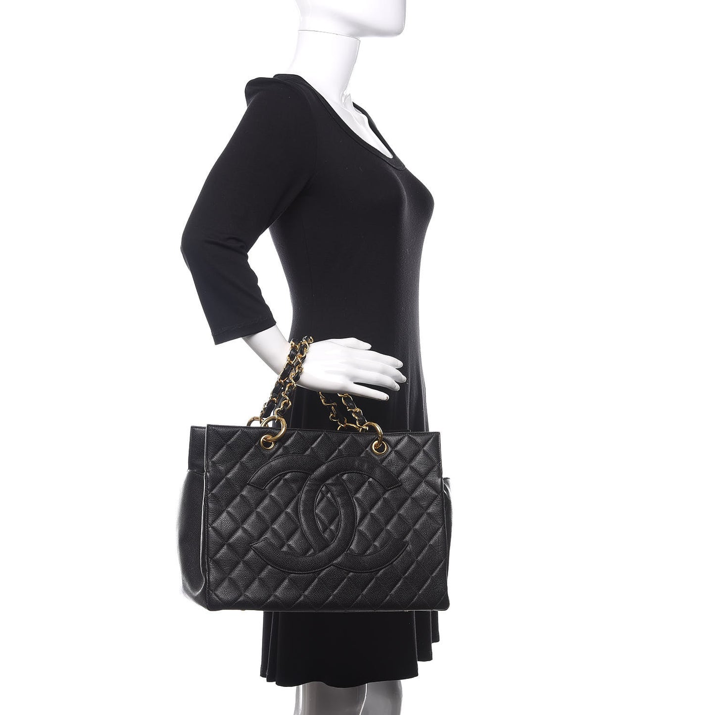 Caviar Quilted Timeless CC Tote Black
