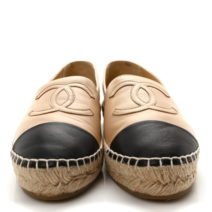 Chanel Lambskin CC Espadrilles 37 Beige Black 3 of 9