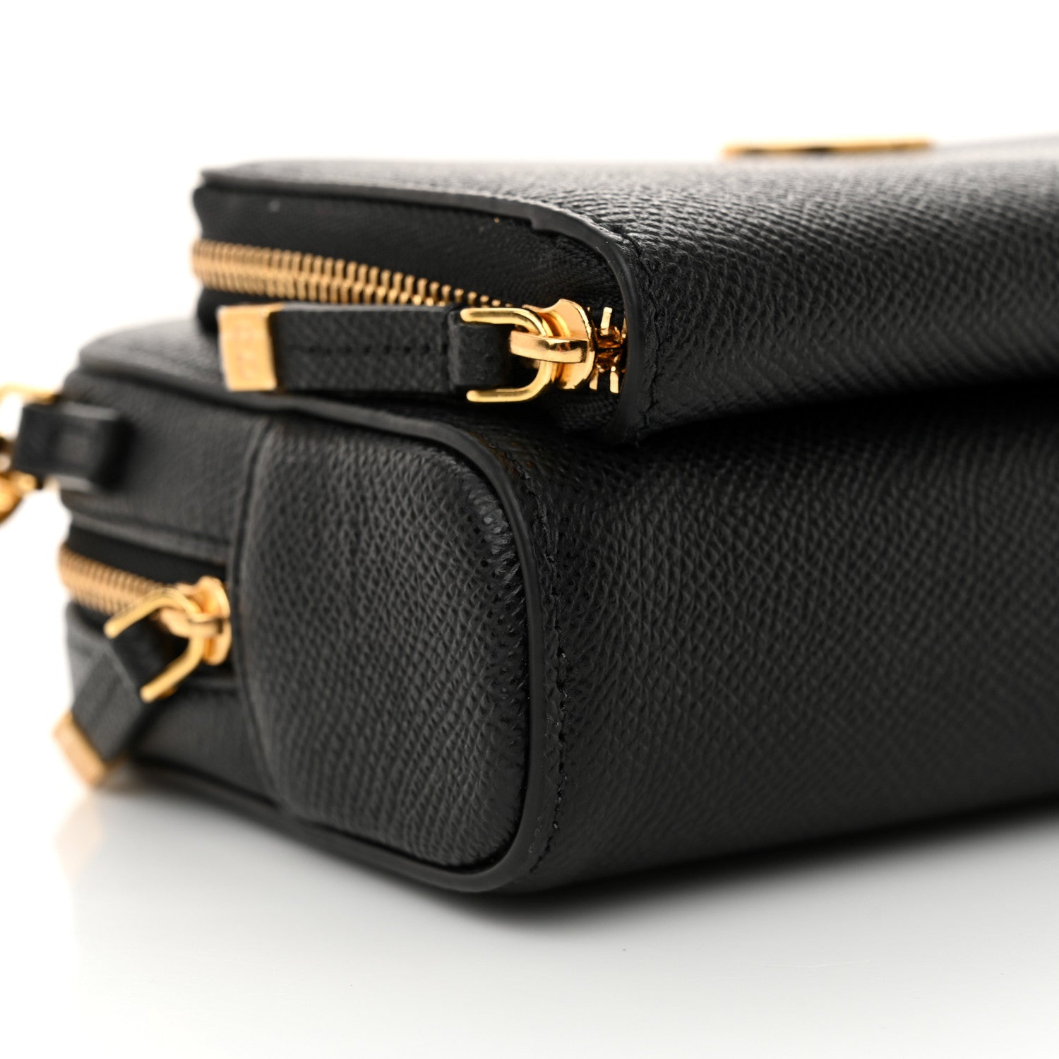 Christian Dior Grained Calfskin Caro Double Pouch Black 8 of 9
