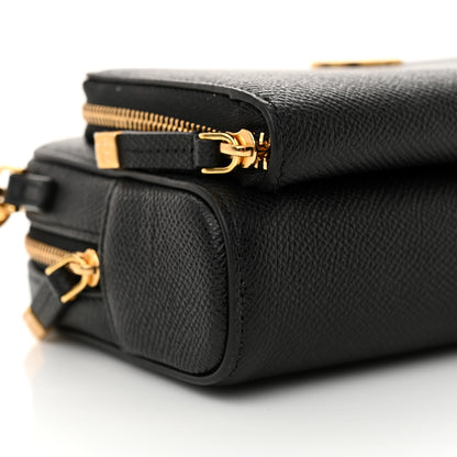 Christian Dior Grained Calfskin Caro Double Pouch Black 8 of 9
