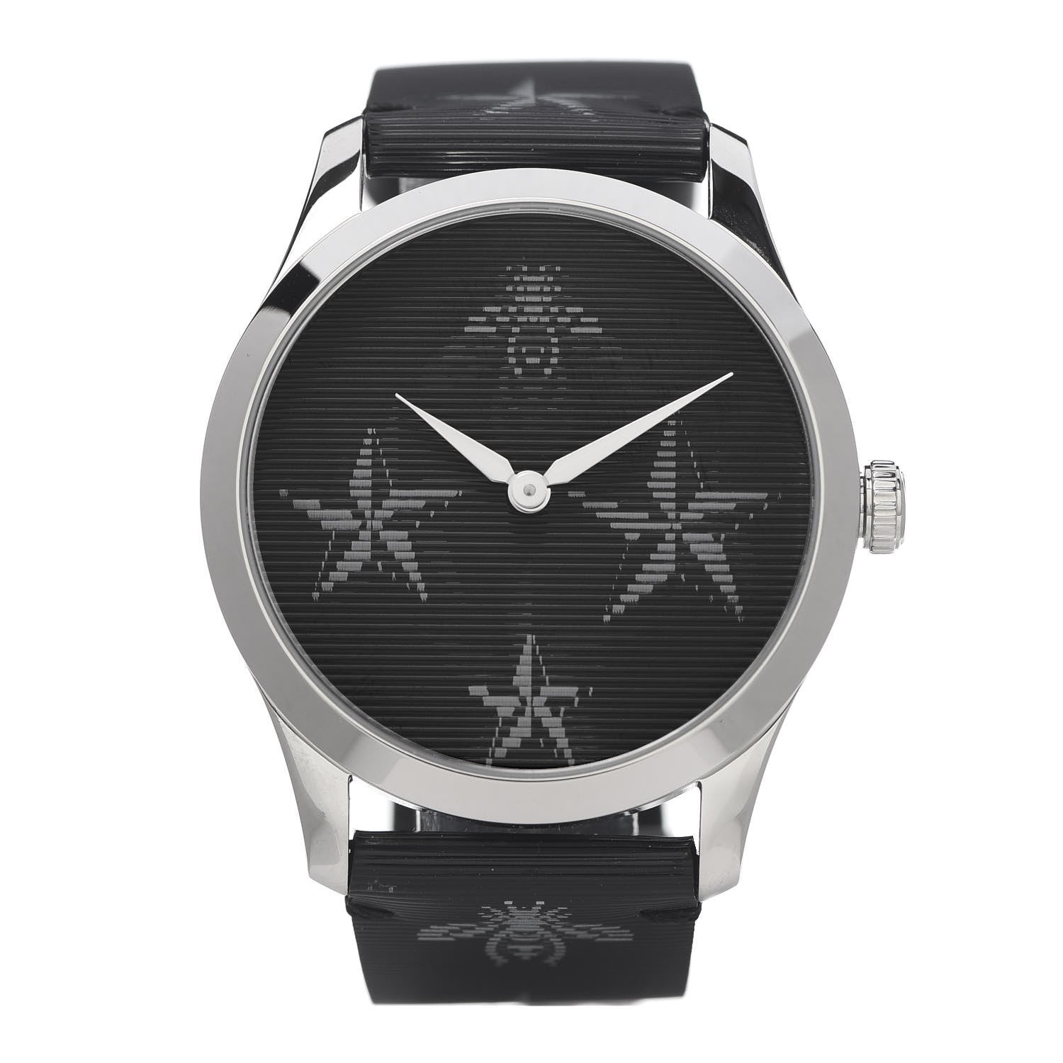 Gucci Stainless Steel Calfskin 38mm G-Timeless Bee Star Hologram Quartz Watch Black 1 of 6