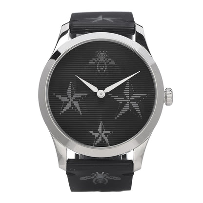 Gucci Stainless Steel Calfskin 38mm G-Timeless Bee Star Hologram Quartz Watch Black 1 of 6