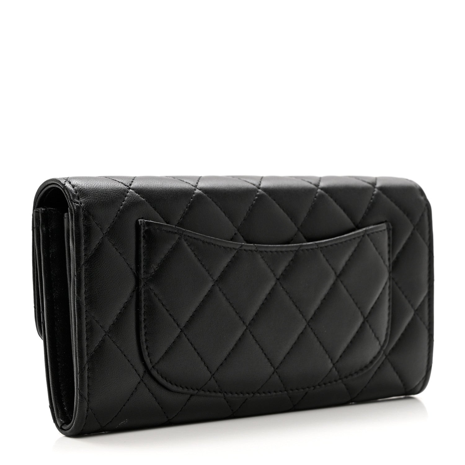 Chanel Lambskin Quilted Large Gusset Flap Wallet Black 2 of 8