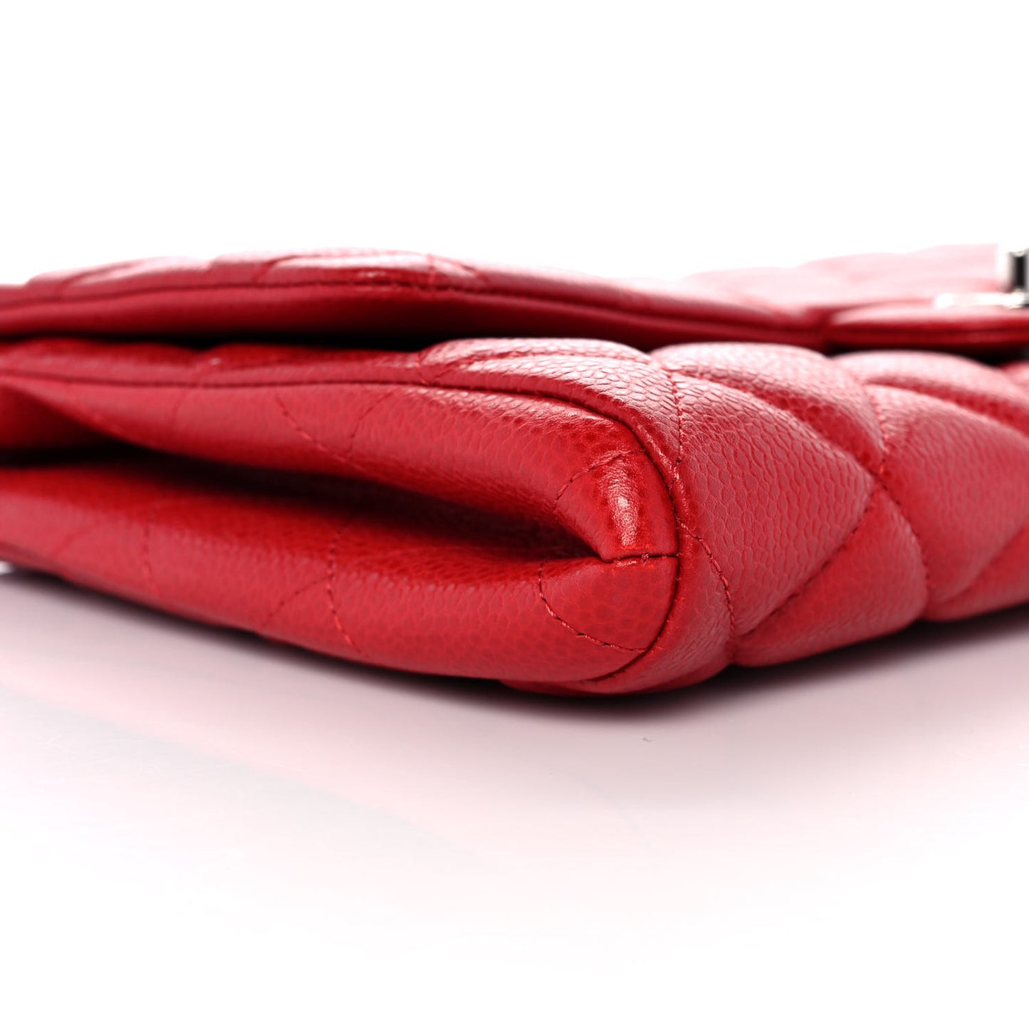 Caviar Quilted Clutch With Chain Flap Red