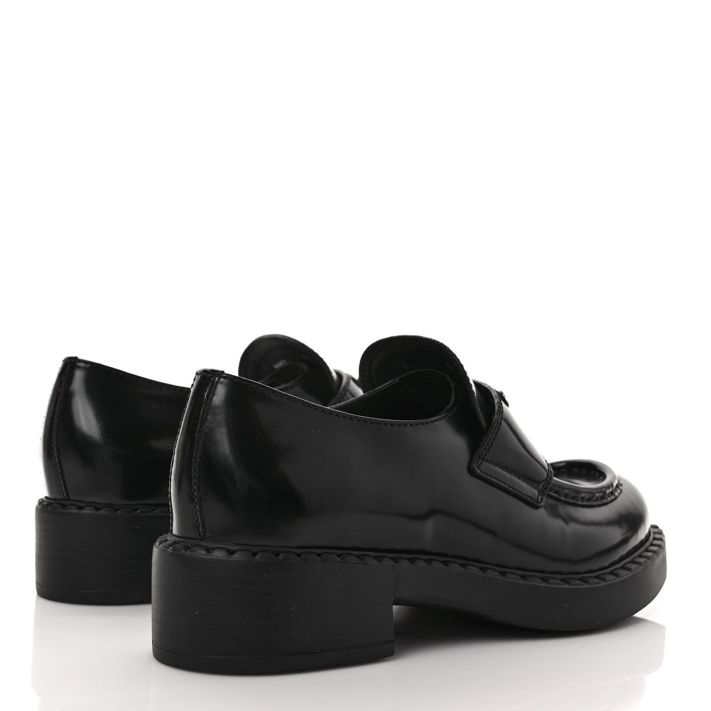 Spazzolato Metal Triangle Logo 50mm Loafers 37 Black