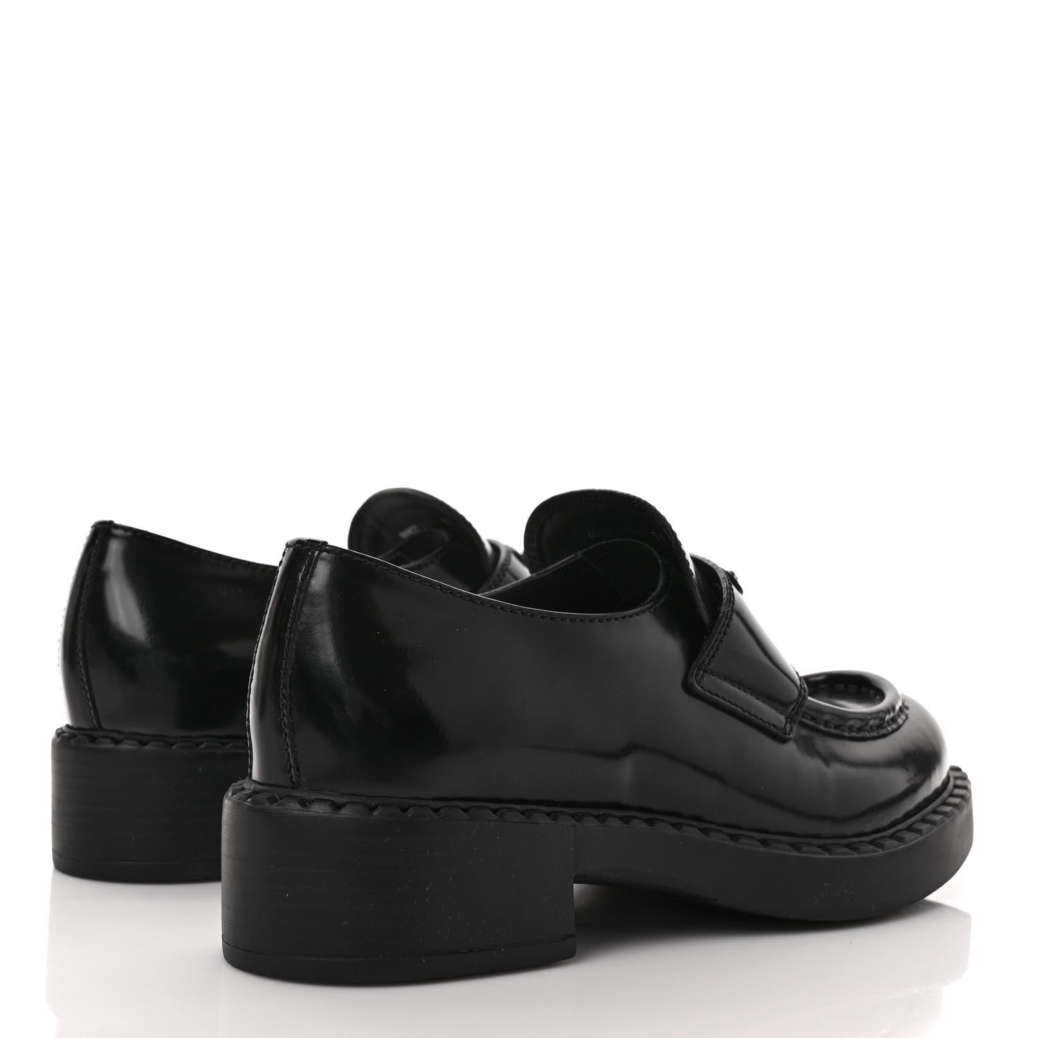 Prada Spazzolato Metal Triangle Logo 50mm Loafers 37 Black 4 of 9