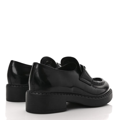 Prada Spazzolato Metal Triangle Logo 50mm Loafers 37 Black 4 of 9