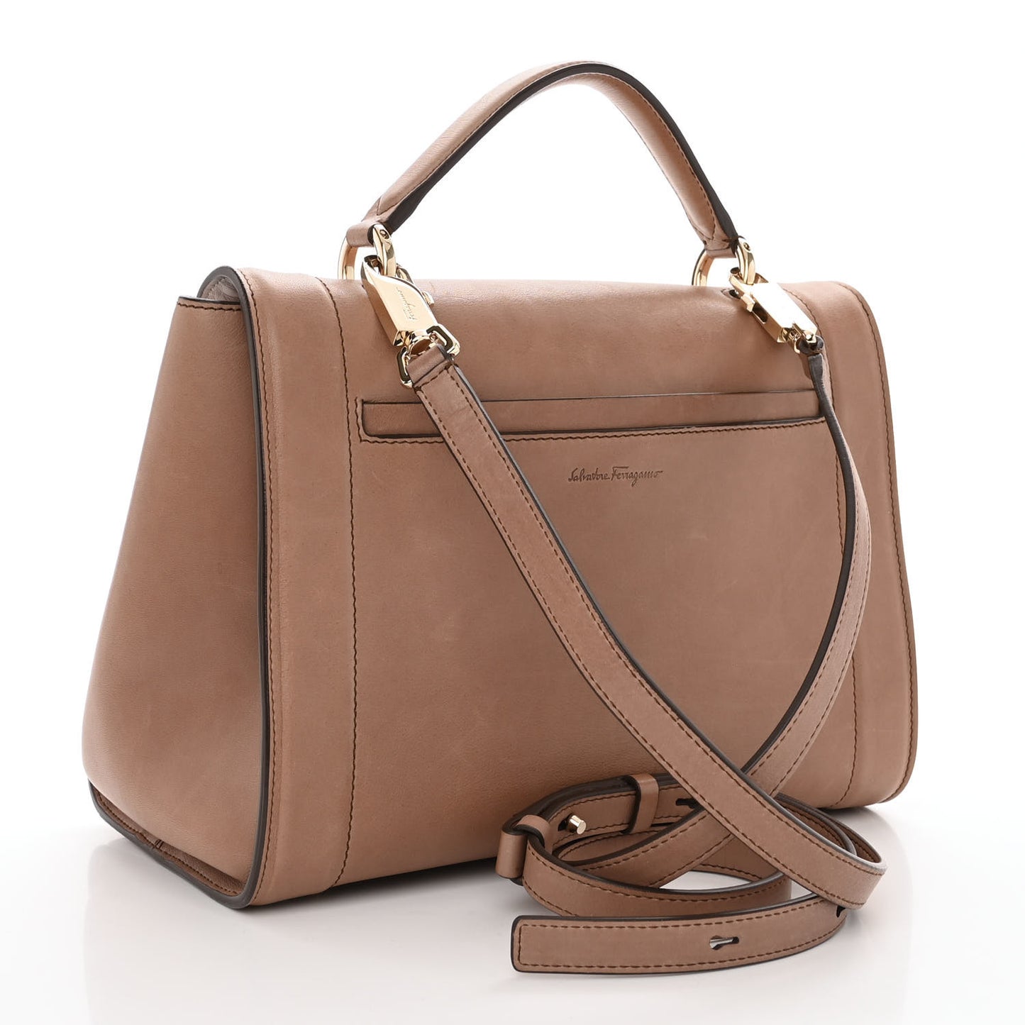 Calfskin Sofia Rainbow Top Handle Bag Moka