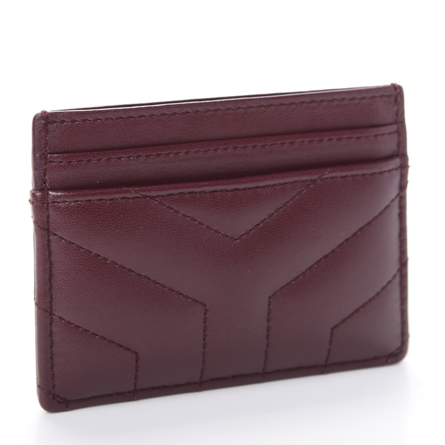 Saint Laurent Nappa Y Quilted Monogram LouLou Credit Card Case Rouge Legion 3 of 7