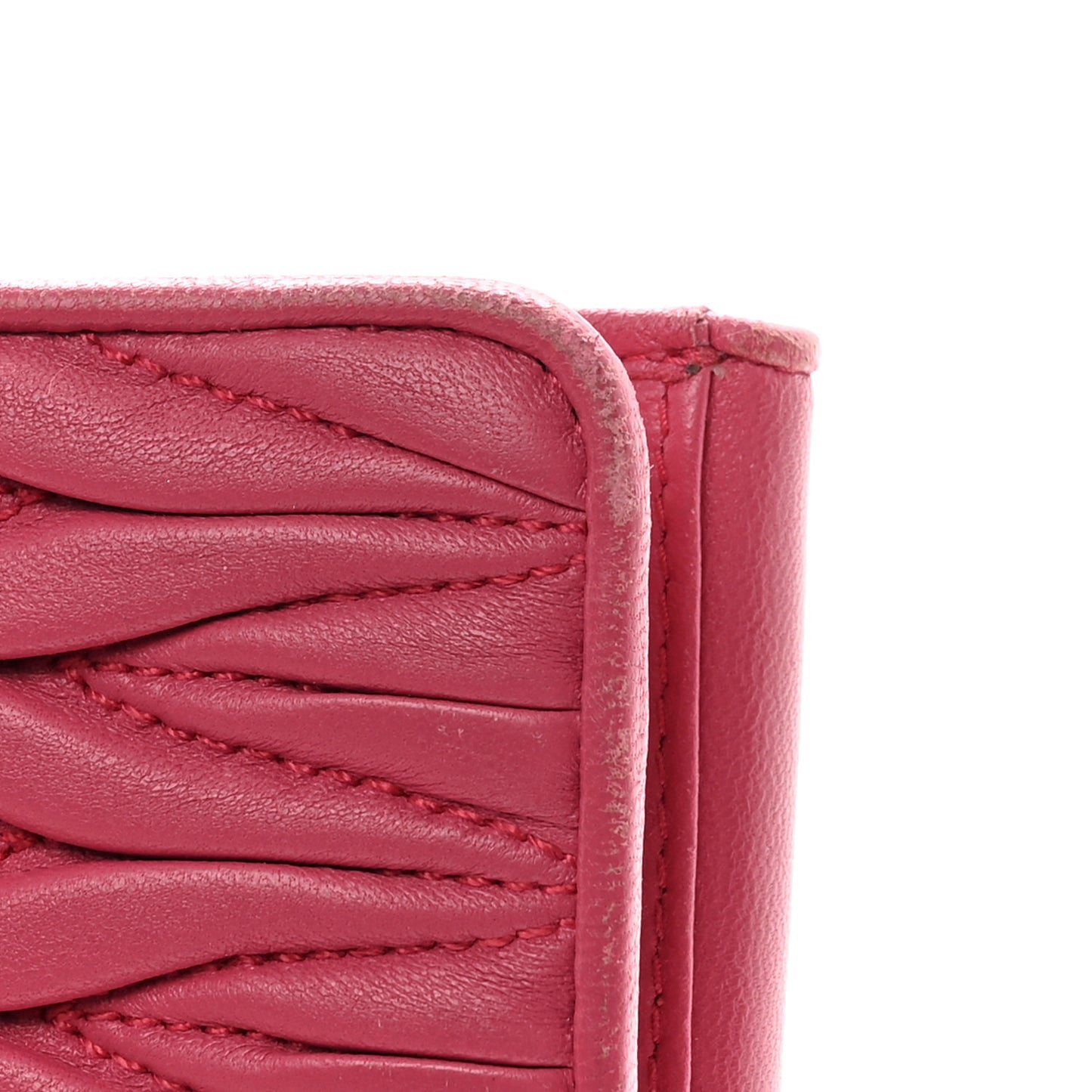 Nappa Matelasse Flap Tri-Fold Wallet Geranio