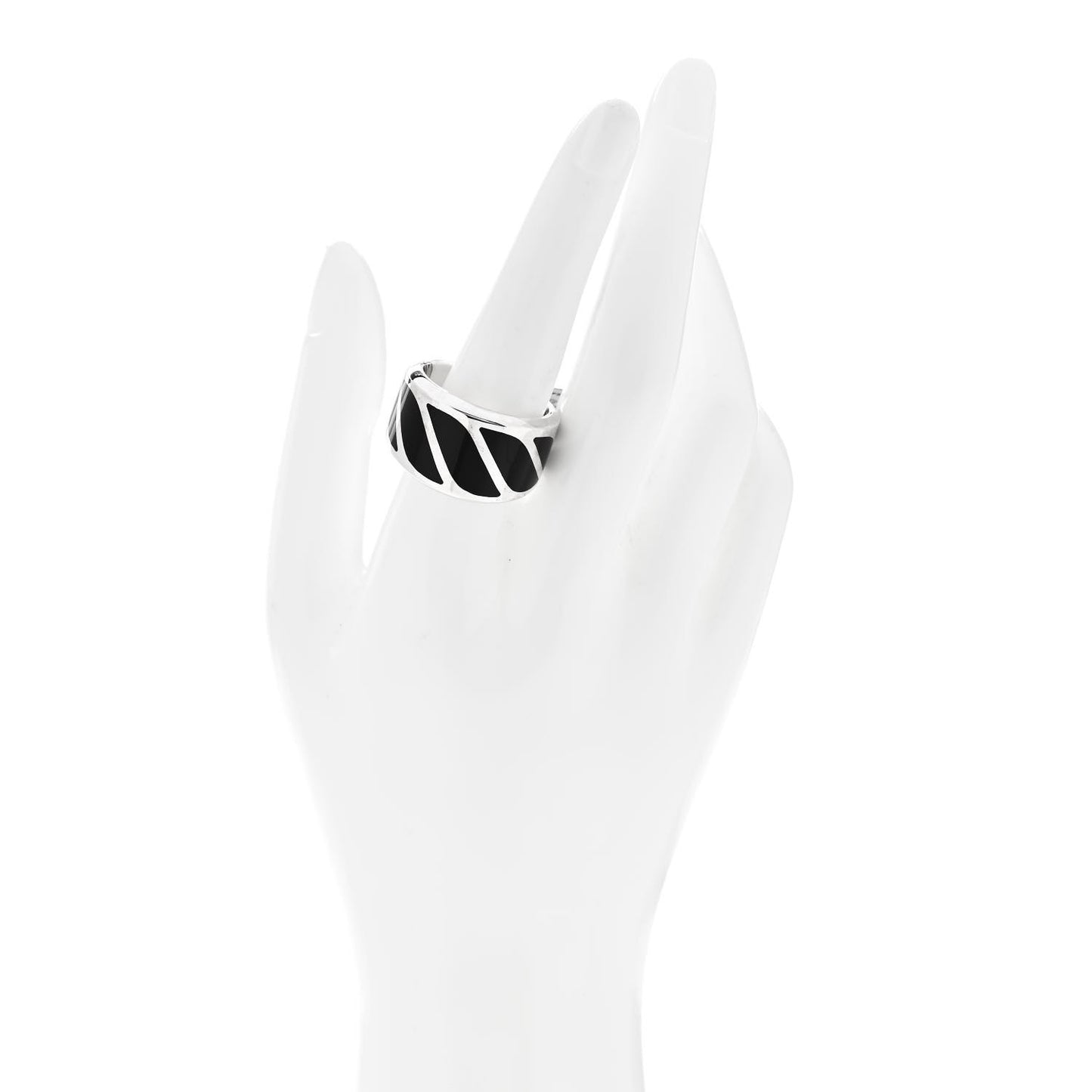 Sterling Silver Black Onyx 16mm Graphic Cable Band Ring 63 10.25