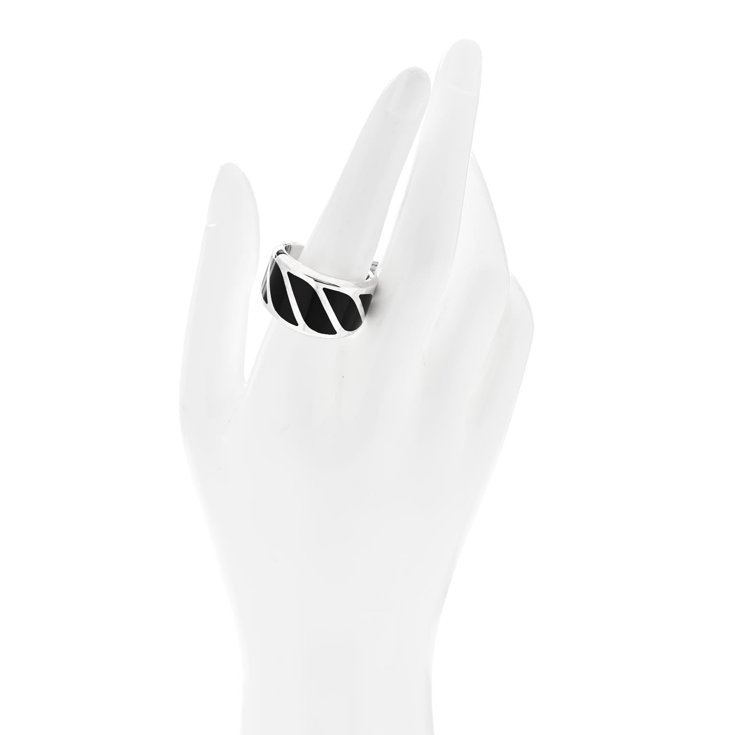 David Yurman Sterling Silver Black Onyx 16mm Graphic Cable Band Ring 63 10.25 2 of 4