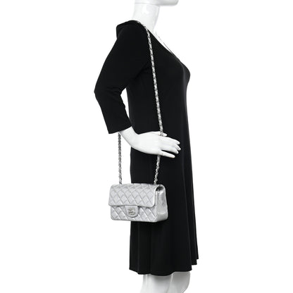 Chanel Metallic Lambskin Quilted Mini Rectangular Flap Silver 2 of 11