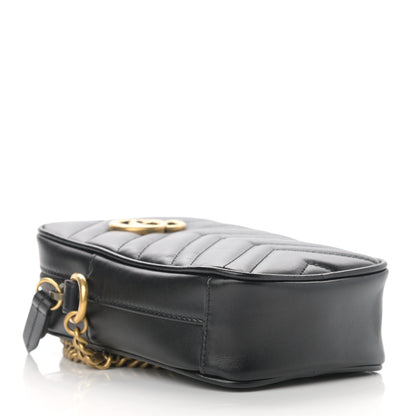 Gucci Calfskin Matelasse Mini GG Marmont Crossbody Bag Black 4 of 12