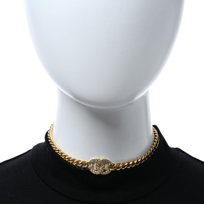 Chanel Crystal Chain Link CC Choker Necklace Gold 3 of 5