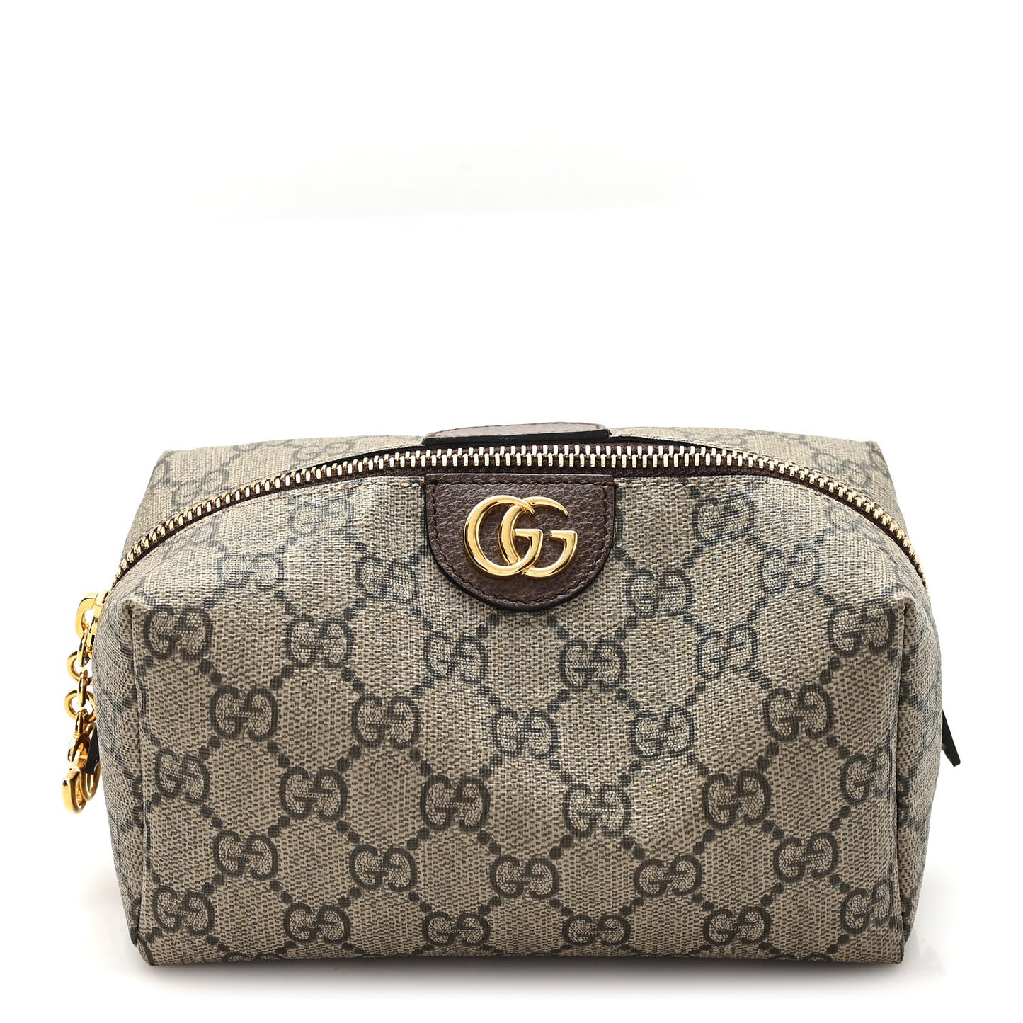 Soft GG Supreme Monogram Calfskin Medium Ophidia Cosmetic Case Beige Ebony New Acero